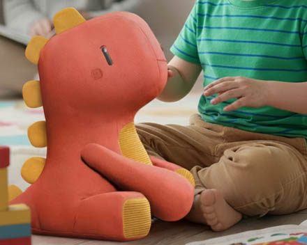 AI stuffed dinosaur toy with chat interface